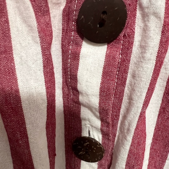 EUC Eloquii Size 16 Rust Red Stripe front tie Cotton Dress - Picture 4 of 5